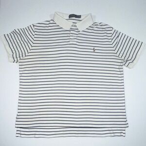 Ralph Lauren Polo Men's XL Short Sleeve White Striped Shirt Classic Fit